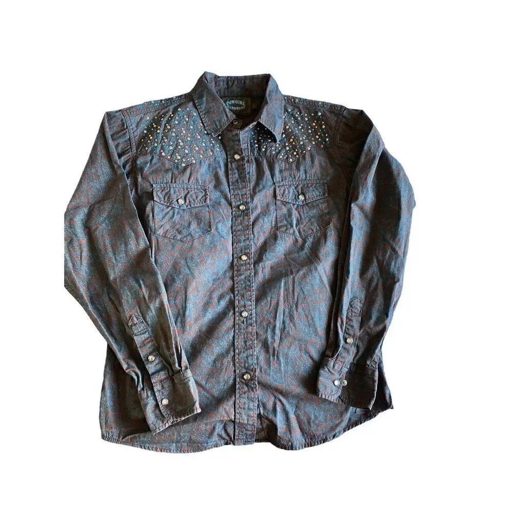 Cowgirl hardware girls, Longsleeve studied snap front shirt, size XL